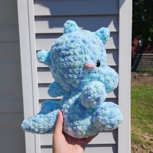💙🦖 Jumbo Dino Blue Speckled Crochet Plushie Amigurumi